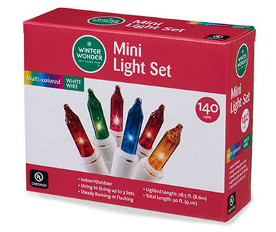 Multi-Color Mini Light Set with White Wire, 140-Lights