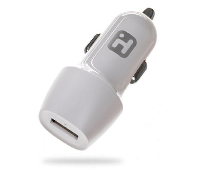 White USB Car Charger & 6' Lightning Cable Set