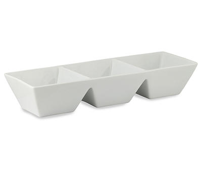 White 3-Section Ceramic Tray