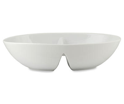 White 2-Section Ceramic Serve Bowl