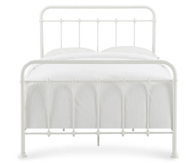 White Curved Metal Full Bed