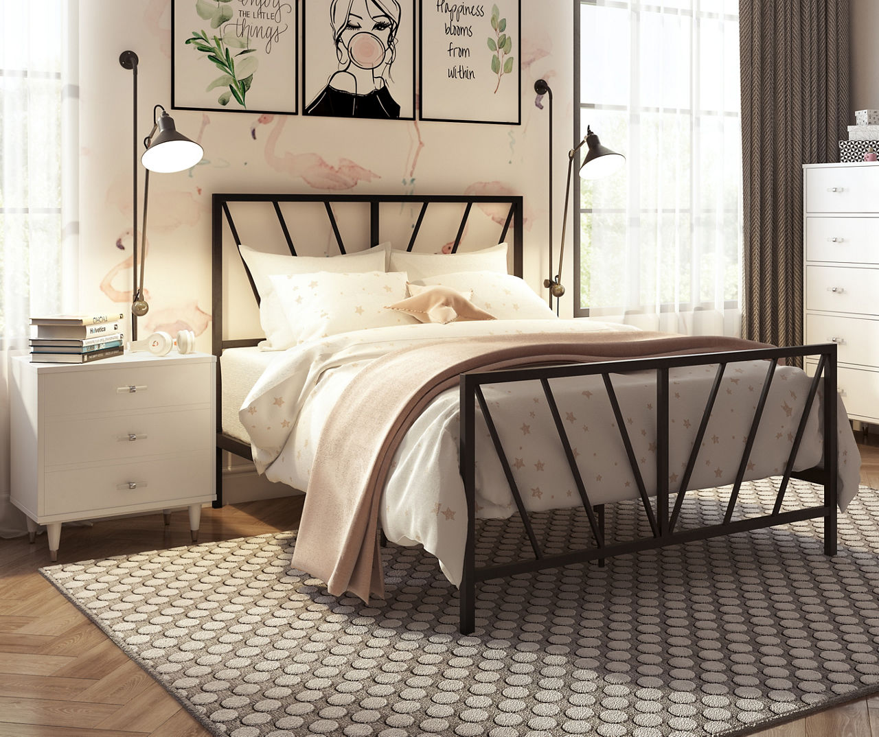 Black Chevron Metal Full Bed | Big Lots