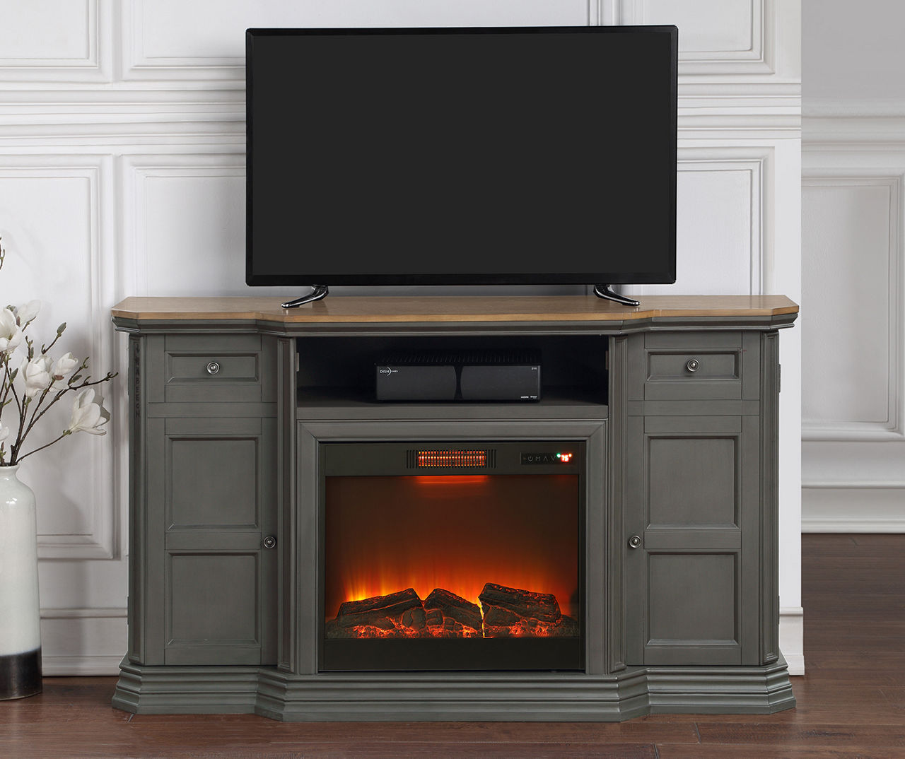 Tv stand with electric deals fireplace big lots