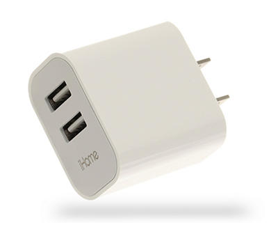 White Dual-Port USB Wall Charger