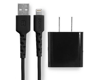Black USB Wall Charger & 6' Lightning Cable Set