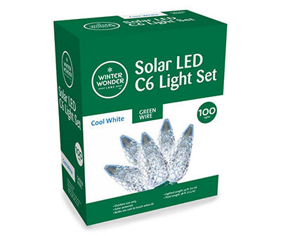 Cool White LED C6 Solar Light Set, 100-Lights