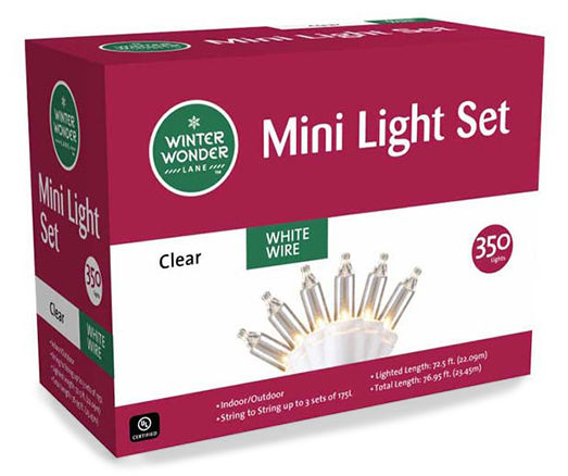 Winter Wonder Lane Mini Light Set with White Wire, 140-Lights