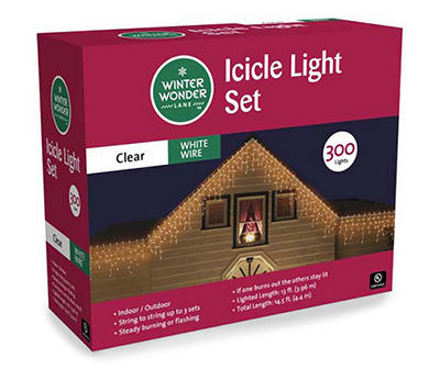 Clear Icicle Light Set, 300-Lights