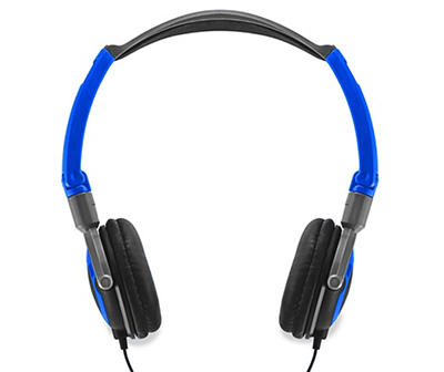 Black & Blue Wired Folding Headphones