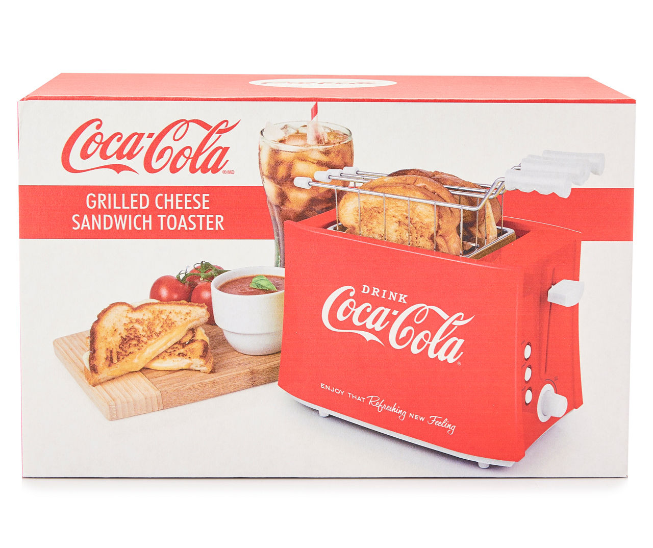 Nostalgia Tcs2ck Coca-Cola Grilled Cheese Toaster with Easy-Clean Toaster Baskets and Adjustable Toasting Dial - Red