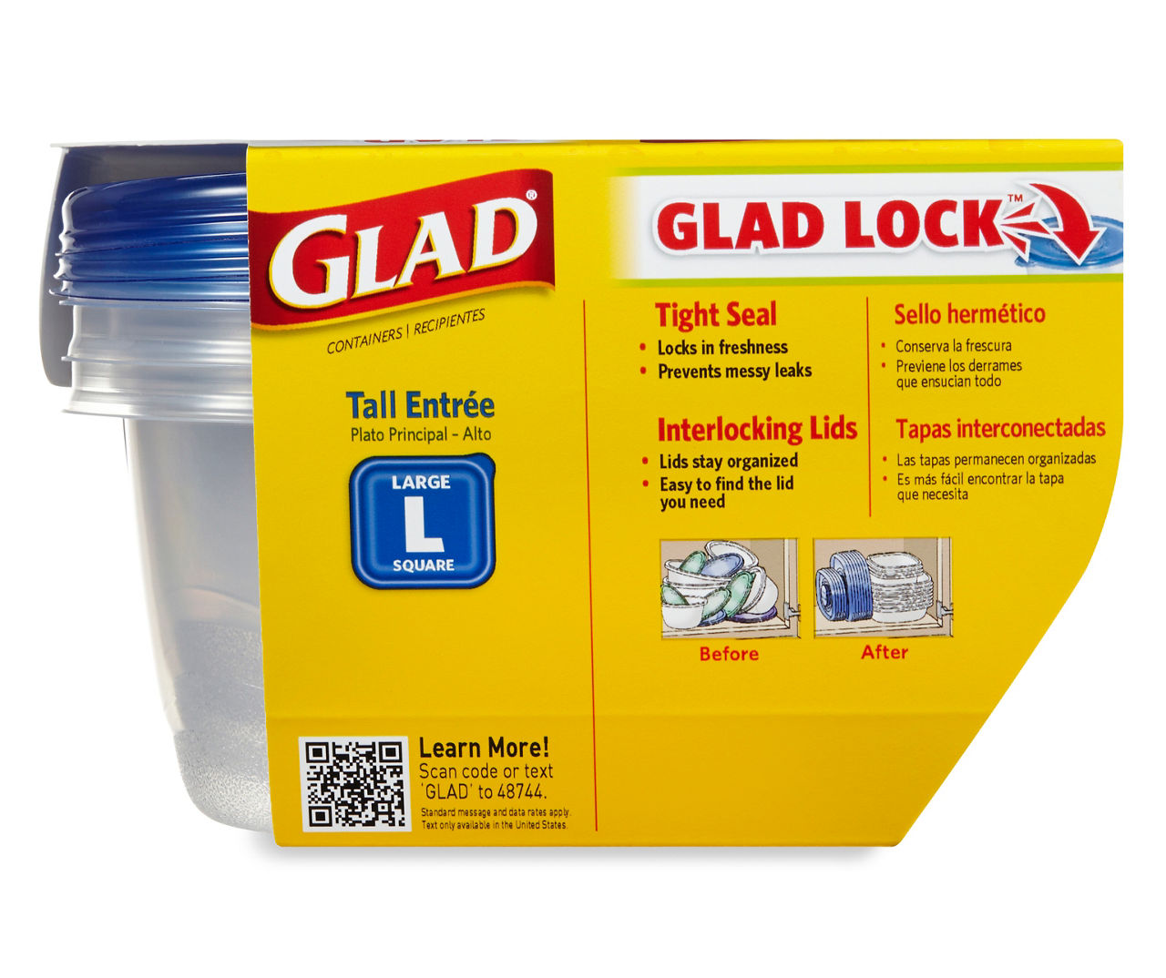 Glad Tall Entree Food Storage Containers, 3-Pack