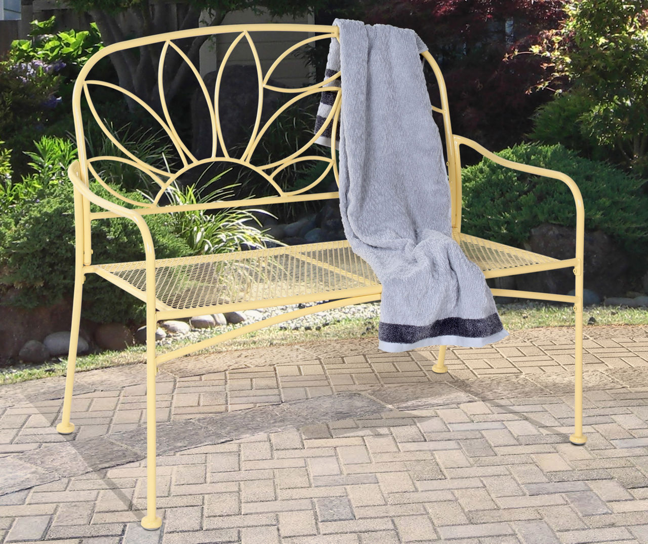 Yellow Flower Petal Metal Outdoor Bench Big Lots