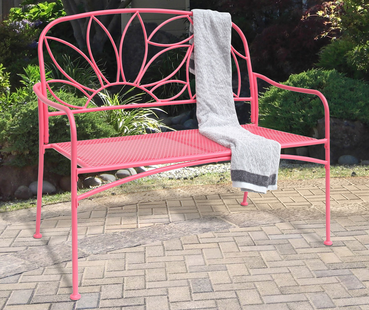 Pink Flower Petal Metal Outdoor Bench Big Lots