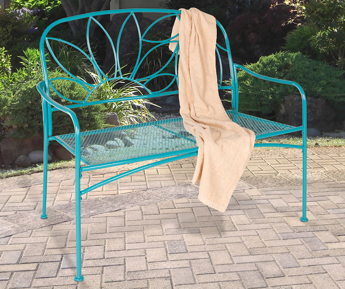 Blue Flower Petal Metal Outdoor Bench Big Lots