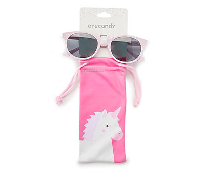 Kids' Pink Unicorn Sunglasses with Pouch