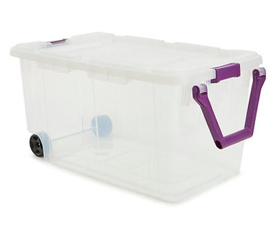 Clear 160-Quart Wheeled Latch Tote with Handle