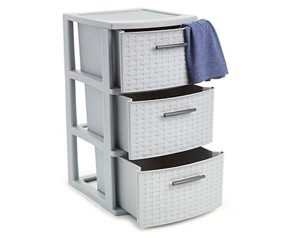 Gray Weave 3-Drawer Storage Cart