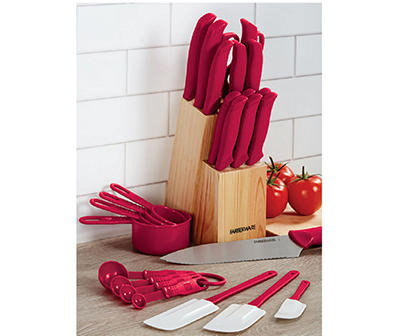 Red Soft Grip 25-Piece Cutlery Set