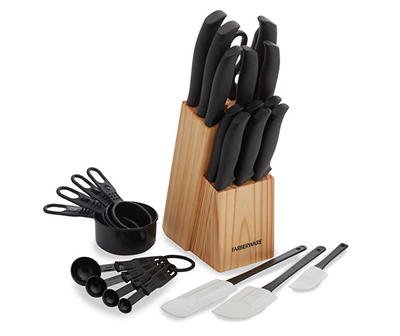Black Soft Grip 25-Piece Cutlery Set