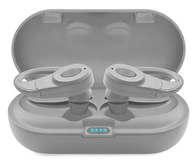 Gray Bluetooth True Wireless Sport Earbuds with Charging Case