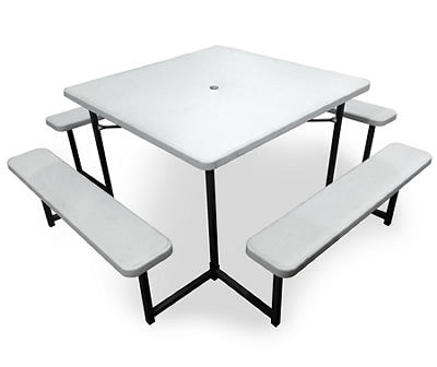 White Resin 4-Bench Picnic Table