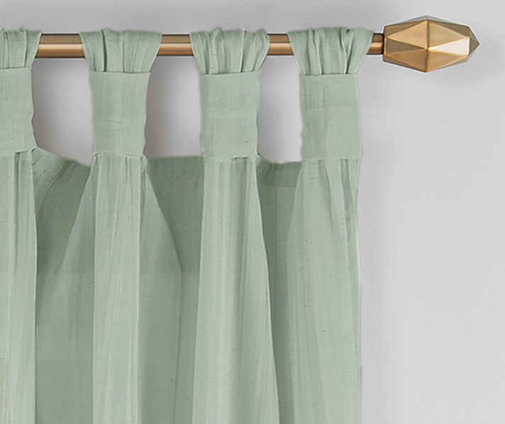 Vue Signature Priya Green Semi-Sheer Tab Top Curtain Panel, (63