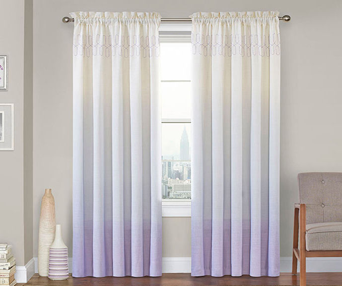 Arashi Lilac Ombre Rod Pocket Curtain Panel, (84")