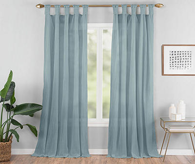 Priya Blue Semi-Sheer Tab Top Curtain Panel, (95