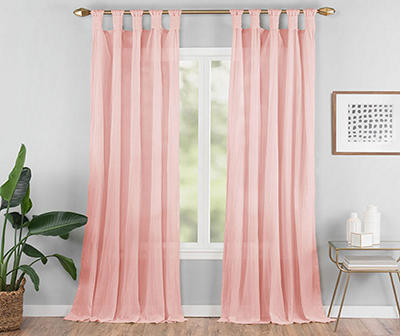 Priya Pink Semi-Sheer Tab Top Curtain Panel, (84