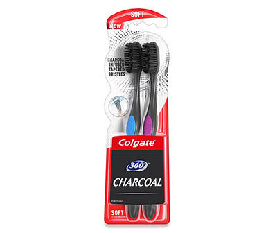 360° Charcoal Soft Toothbrush, 2-Pack