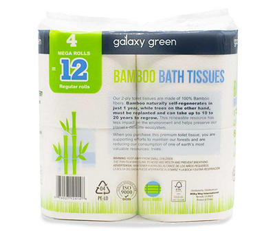 2-Ply Bamboo Bath Tissue, 4 Mega Rolls