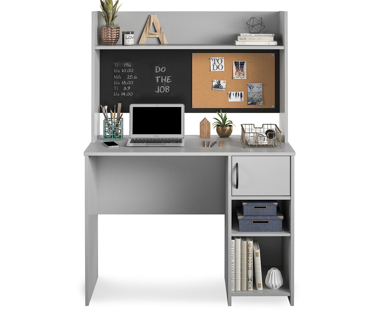 Ameriwood Dove Gray Student Desk with Hutch | Big Lots