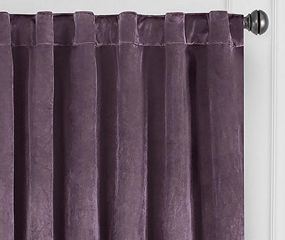 Harper Plum Velvet Blackout Rod Pocket Curtain Panel, (95