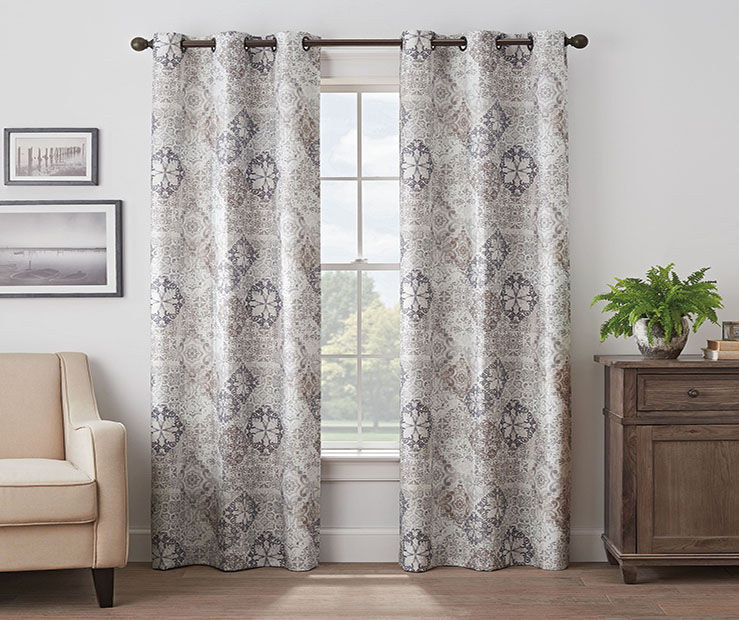 Eclipse Martina Medallion Taupe Blackout Grommet Curtain Panel, (63 ...