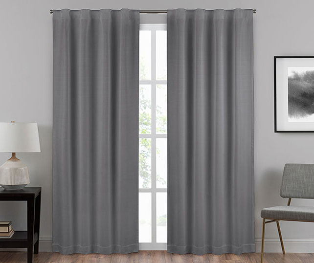 Summit Charcoal Draft Stopper Rod Pocket Curtain Panel, (63")