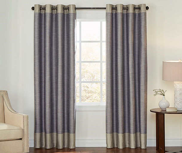 Eclipse Monty Ivory & Charcoal Blackout Grommet Curtain Panel, (63 ...