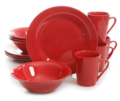 Red Carlton 12-Piece Dinnerware Set