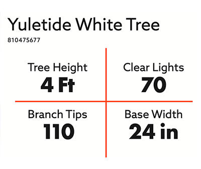 4' Yuletide White Pre-Lit Artificial Christmas Tree with Clear Lights