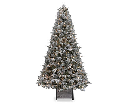 7.5' Woodland Flocked Pre-Lit Artificial Christmas Tree with Clear Lights