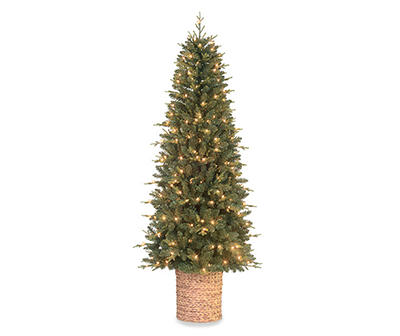 7' Jingle Pre-Lit Artificial Christmas Urn Tree with Clear Lights