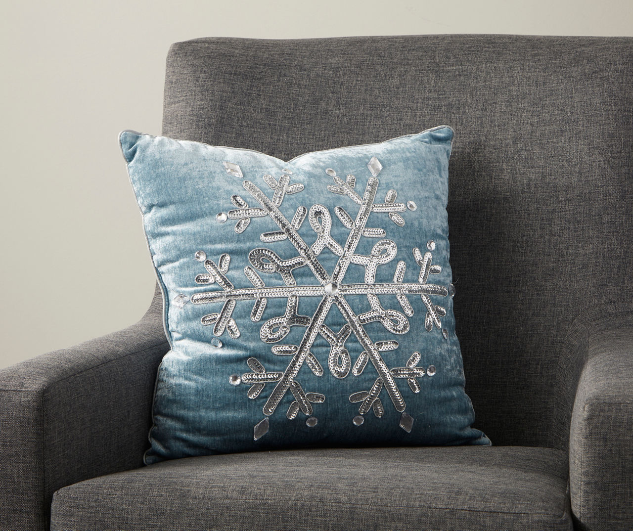 Blue snowflake hot sale pillow