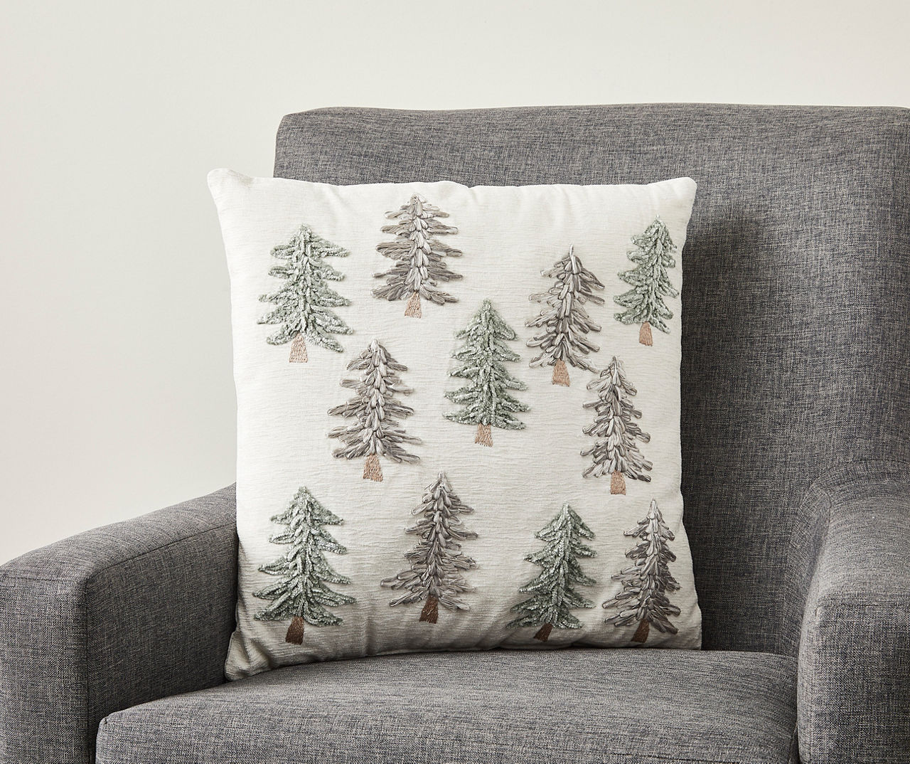 Winter Wonder Lane White, Gold & Silver Christmas Trees Throw Pillow