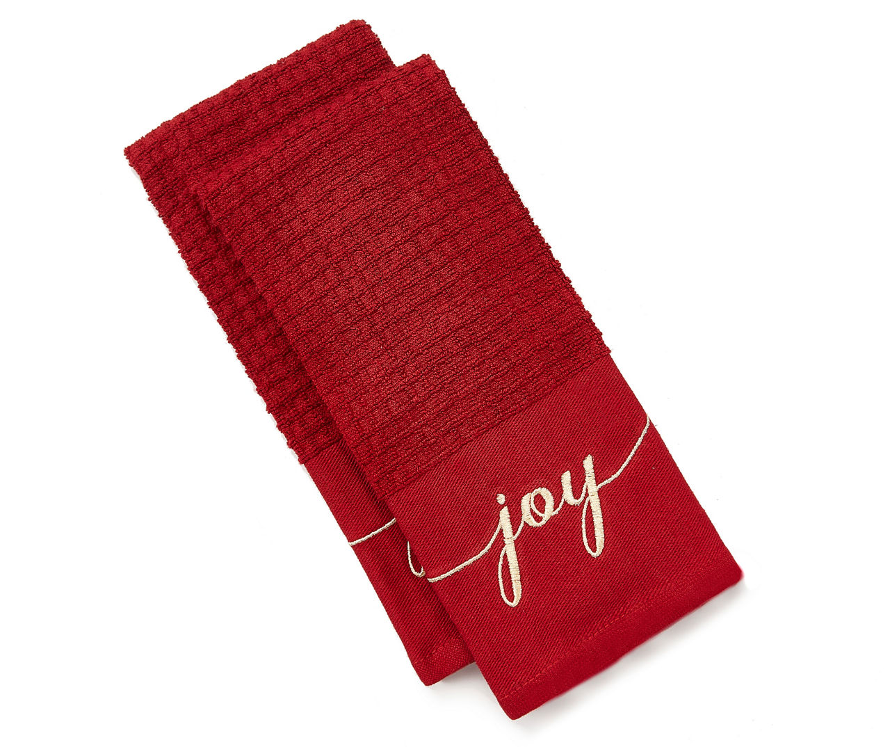 Set of 2 Joy Embroidered Red Kitchen Towels