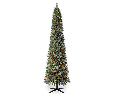 9' Deluxe Oakmont Spruce Pencil Cashmere Pre-Lit Artificial Christmas Tree with Clear Lights