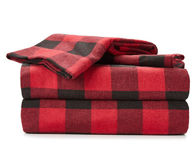 Red Buffalo Check Flannel Full 4-Piece Sheet Set