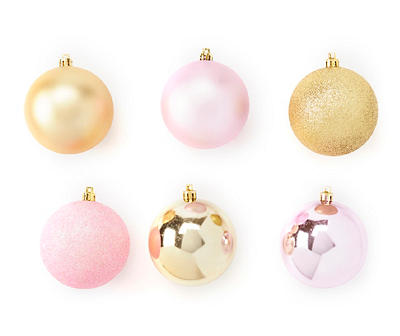 Pink & Gold 50-Piece Plastic Ornament Set