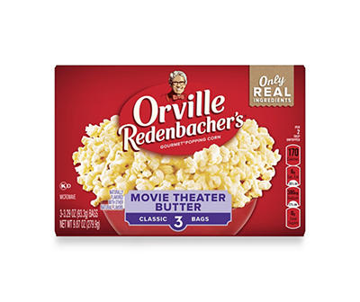 Movie Theater Butter Microwave Gourmet Popping Corn Bags, 3-Pack