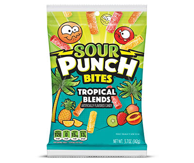 Sour Punch Bites, Tropical Blends Assorted Flavors Candy, 3.7oz.