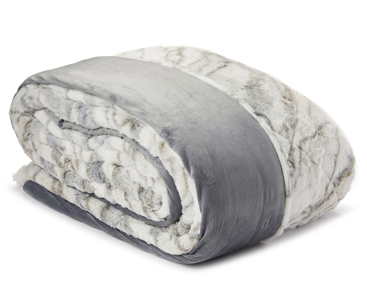 Broyhill White & Gray Reversible Faux Fur Comforter Big Lots