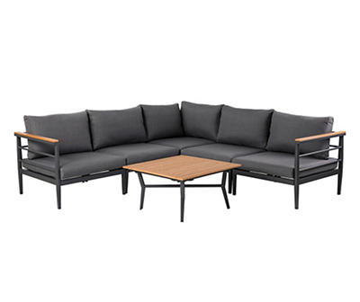 Aluminum & Polywood 6-Piece Cushioned Patio Sectional & Coffee Table Set
